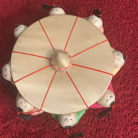 Vintage Chinese Asian Silk Sewing Accessory Container Box